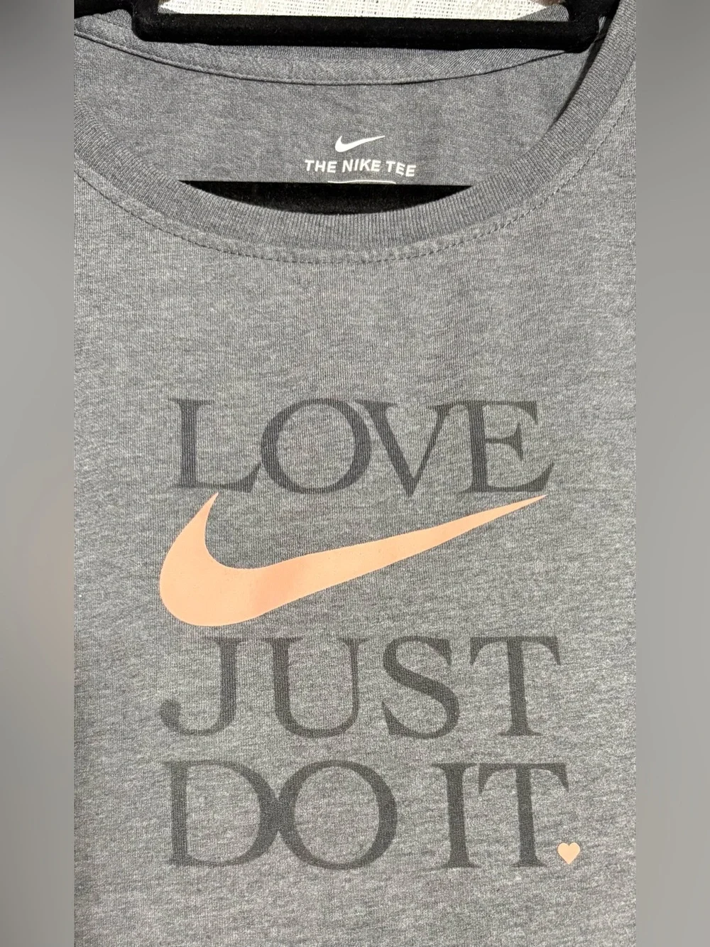 Nike Dark Gray Tank with Coral Swoosh & Black Text